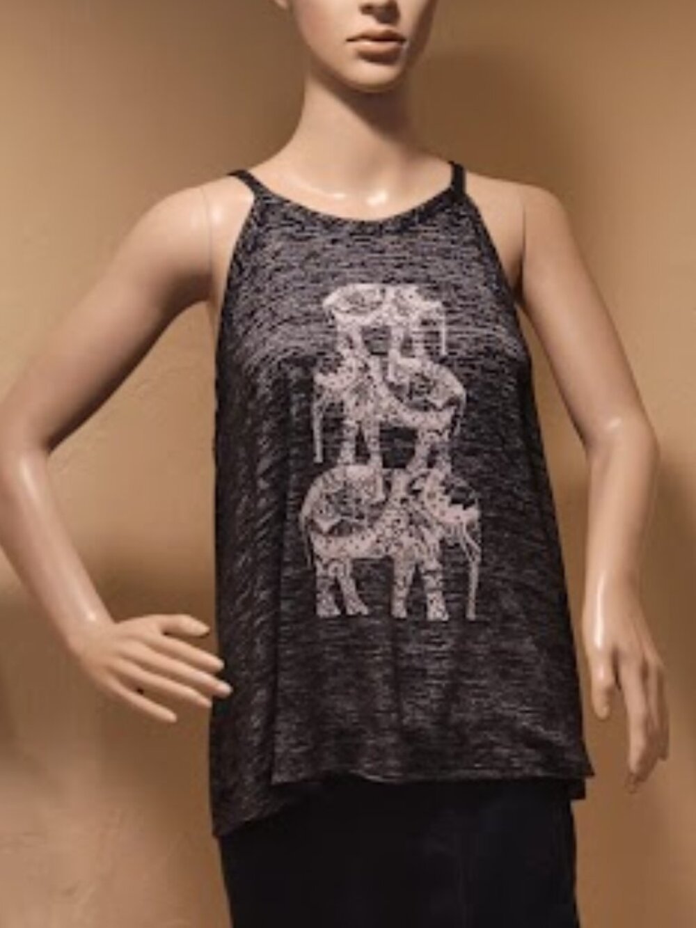 Sleeveless Loose-Fit Flowy Women's Top with Elephants - Picture 6 of 9